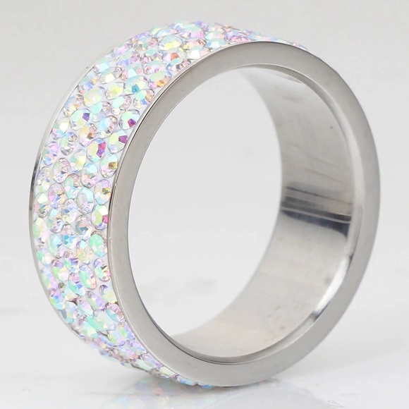 Stainless Steel Crystal Ring New - Picture 3 of 5
